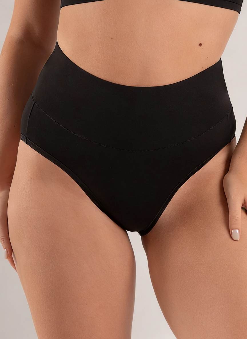 Black cotton full brief knickers, front view