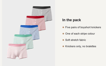 Key features of the striped boyshort knickers 5 pack