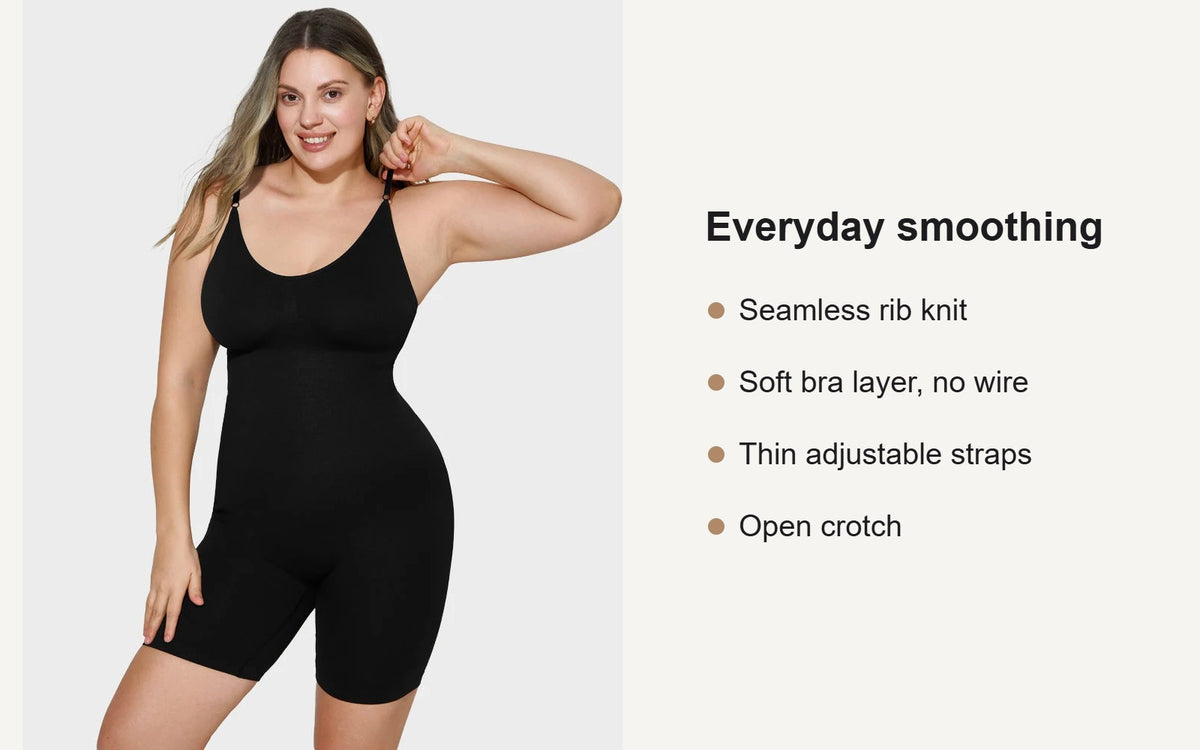 Key features of the seamless ribbed shaper bodysuit