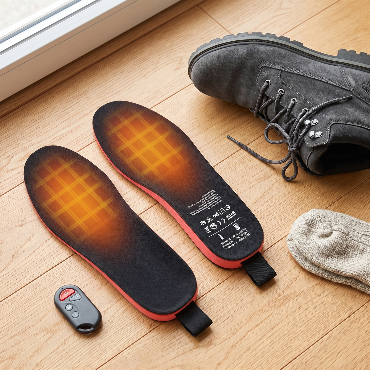 Wireless heated shoe insoles with remote control