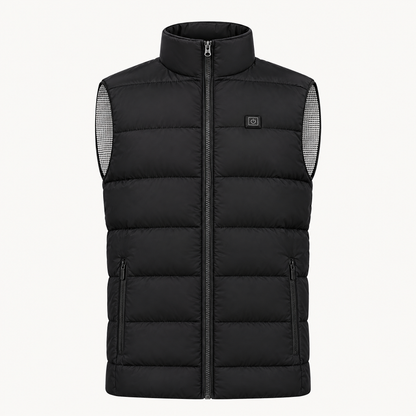 Heated gilet with front and back heat, horizontal quilting