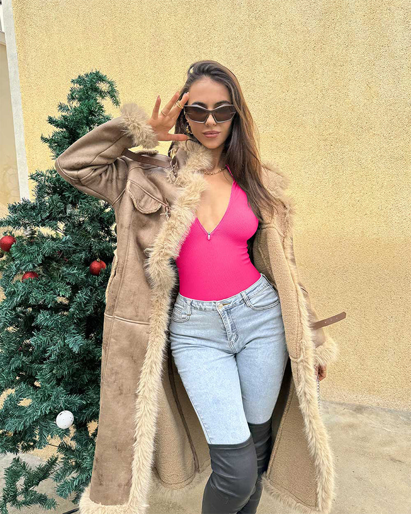 Ribbed long sleeve half-zip bodysuit