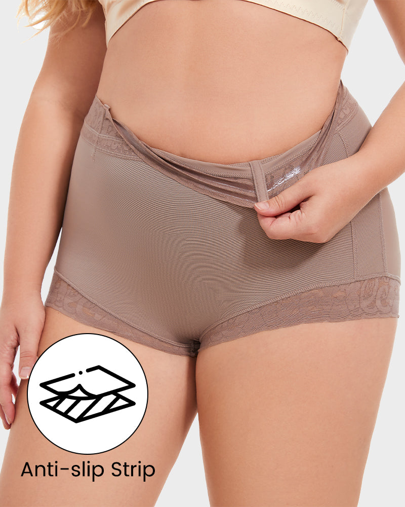 High-waist control knickers with lace waistband