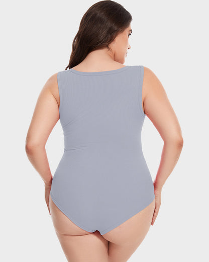 Ribbed square neck sleeveless bodysuit