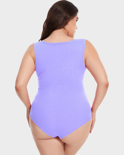 Ribbed square neck sleeveless bodysuit