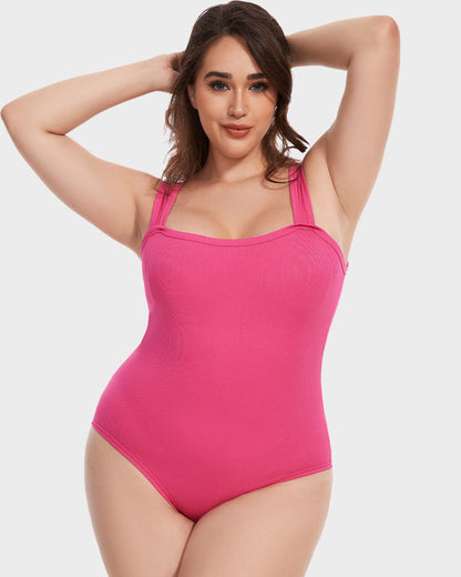 Ribbed square neck sleeveless bodysuit