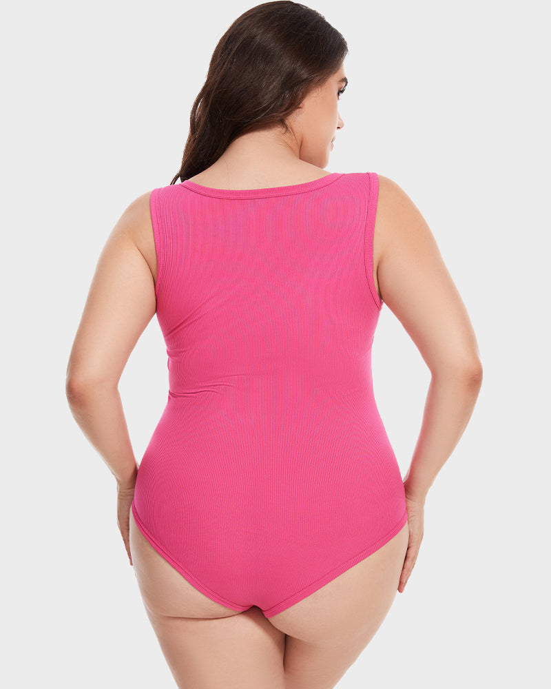 Ribbed square neck sleeveless bodysuit