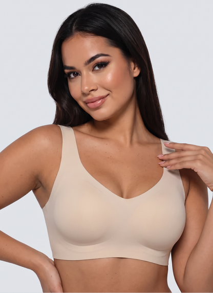 Milk cream full coverage wireless jelly bra, front view