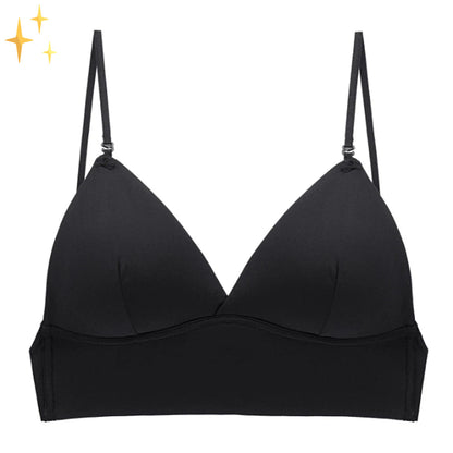 Black wire-free low back bra, front view