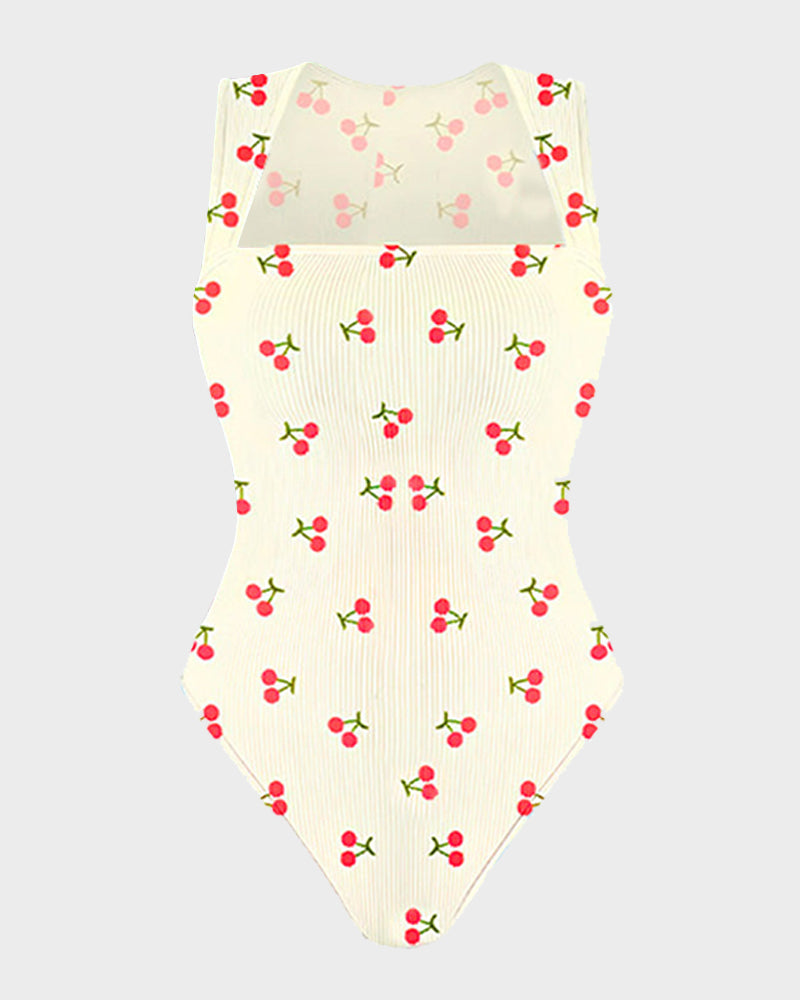 Ribbed square neck sleeveless bodysuit