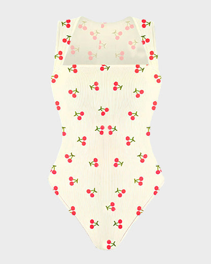 Ribbed square neck sleeveless bodysuit