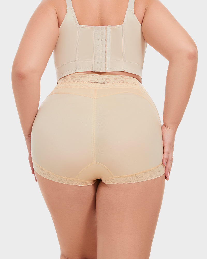 High-waist control knickers with lace waistband