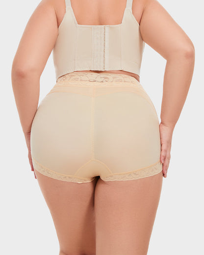 High-waist control knickers with lace waistband