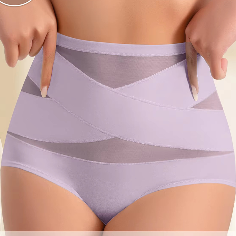 Light purple high waisted tummy control knickers, front view