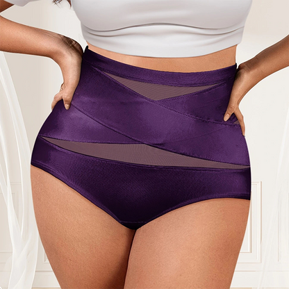 Dark purple high waisted tummy control knickers, front view