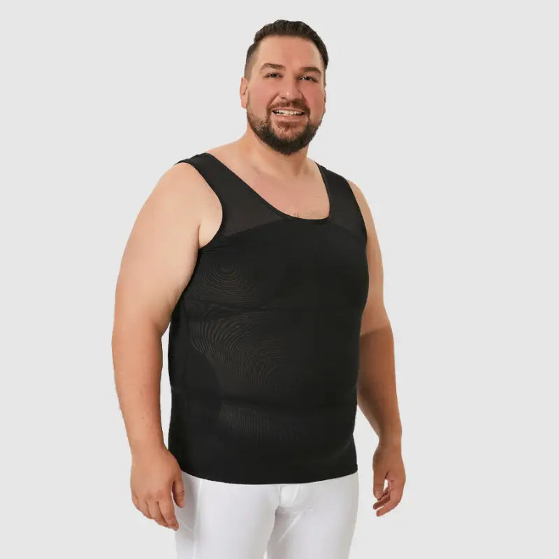 Black sleeveless compression vest, front view