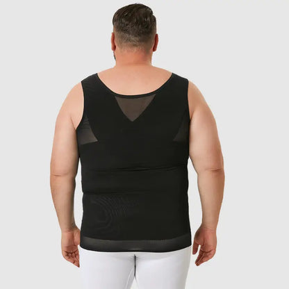 Black compression vest, back view showing the mesh panels