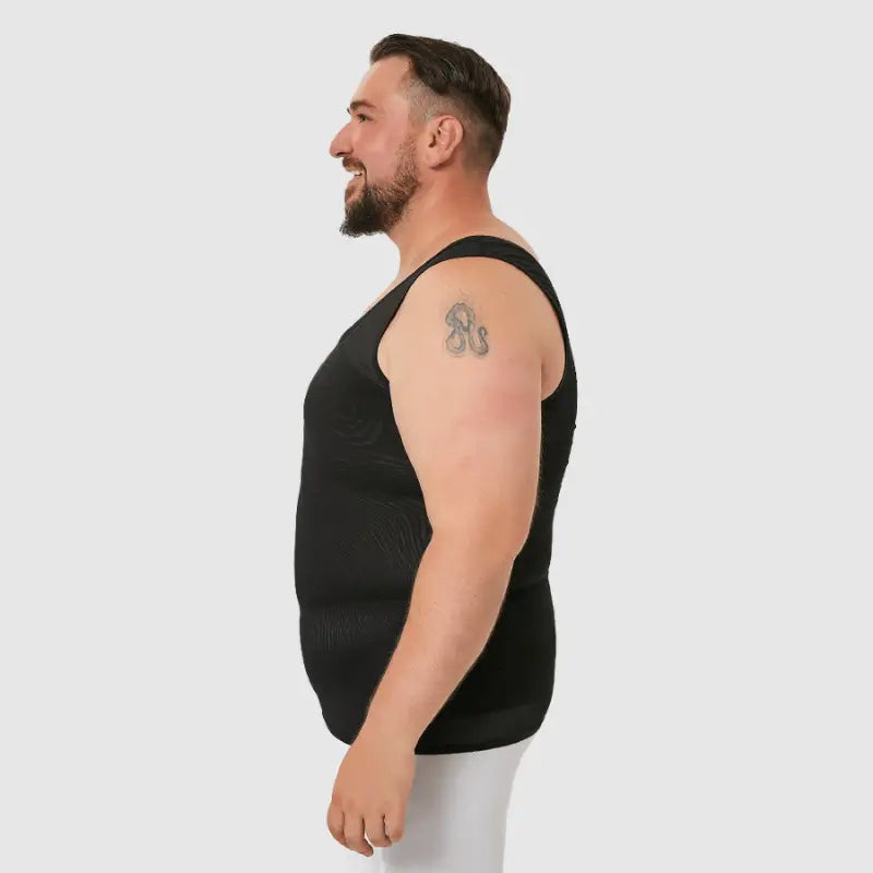 Black compression vest, side view