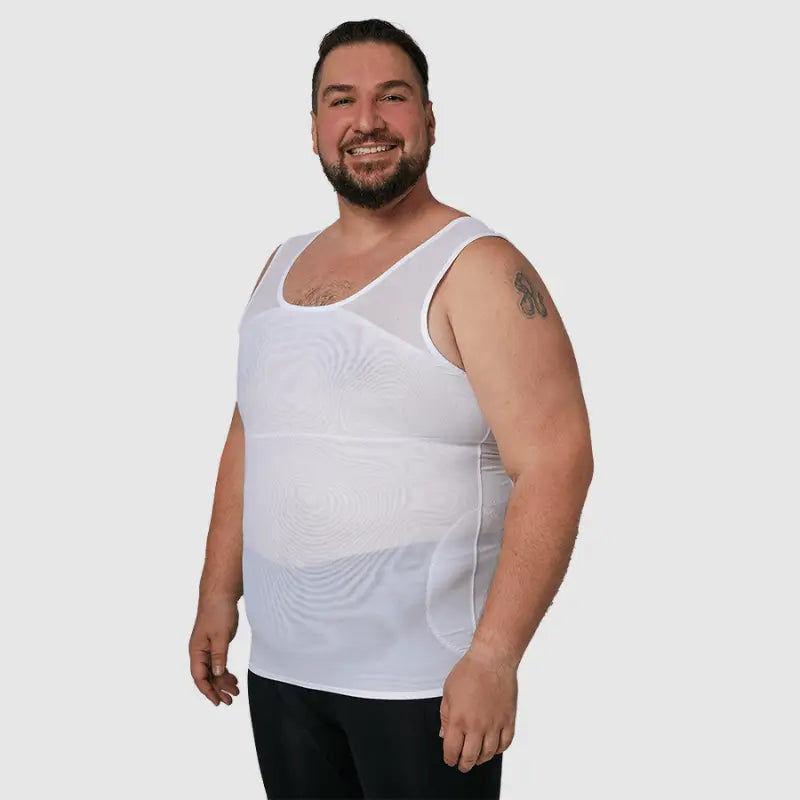 White compression vest, three quarter view